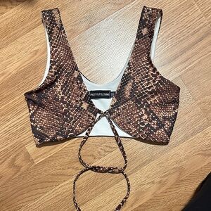 PrettyLittleThing Snake Print Tie Crop Top